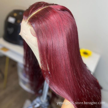 Unprocessed Raw Indian Virgin Human Hair 27 30 99J HD Full Lace Front Wigs For Black Women Cuticle Aligned Human Hair Lace Wig